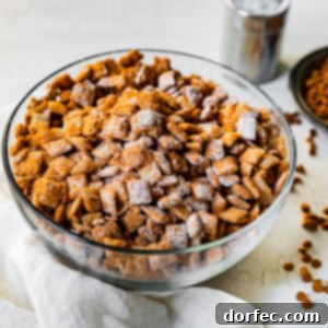 Churro Chex Mix, a sweet and crunchy snack