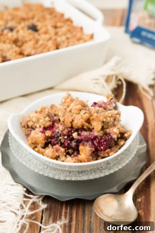 Blackberry Cobbler Baked Oatmeal with Walnut Crumble - Healthy Breakfast Recipe Delicious Blackberry Cobbler Baked Oatmeal with a crunchy Walnut Crumble for a healthy, dessert-like breakfast. Perfect for a nourishing start to your day!