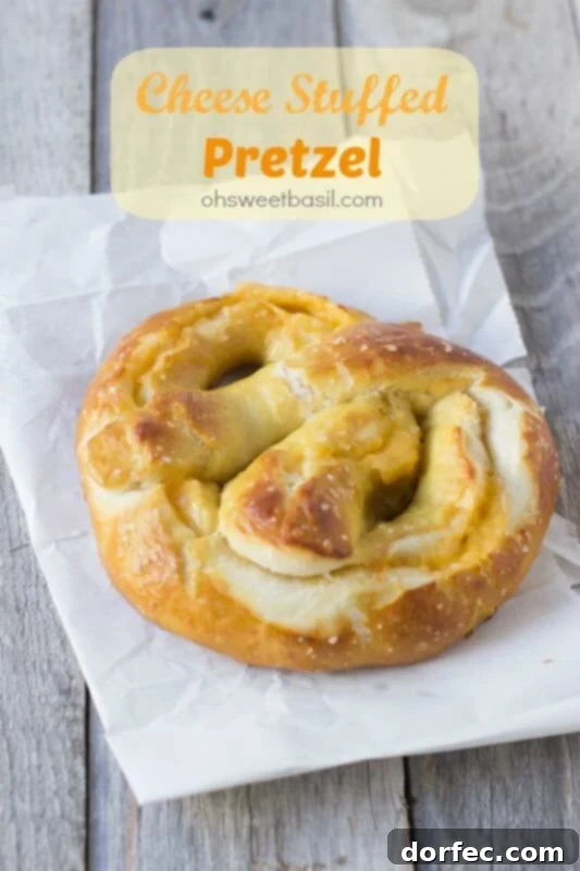Classic Cheese Stuffed Pretzel Recipe Delicious cheese stuffed pretzels, golden brown and ready to eat