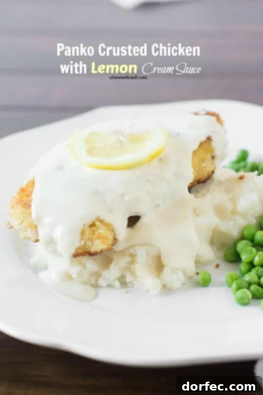 Panko Crusted Chicken with Lemon Cream sauce is a Cheesecake Factory Copycat recipe, featuring crispy chicken breasts drizzled with a rich and zesty lemon-cream sauce.