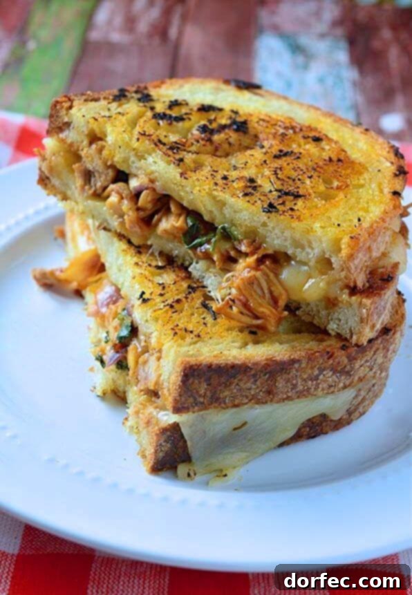 Freshly Made BBQ Chicken Grilled Cheese Sandwiches
