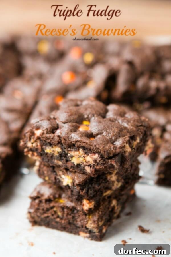 Easy Triple Fudge Reese's Brownies ohsweetbasil.com Easy Triple Fudge Reese's Brownies ohsweetbasil.com