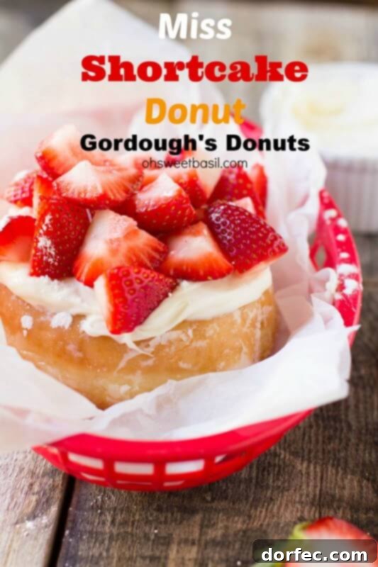 A copycat recipe for miss shortcake donut from Gordoughs Donuts, a delicious strawberry shortcake donut