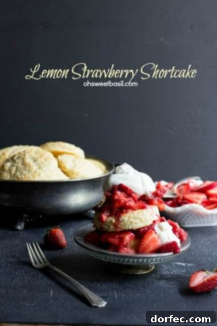 Tender lemon shortcakes with ripe strawberries and fresh whipped cream