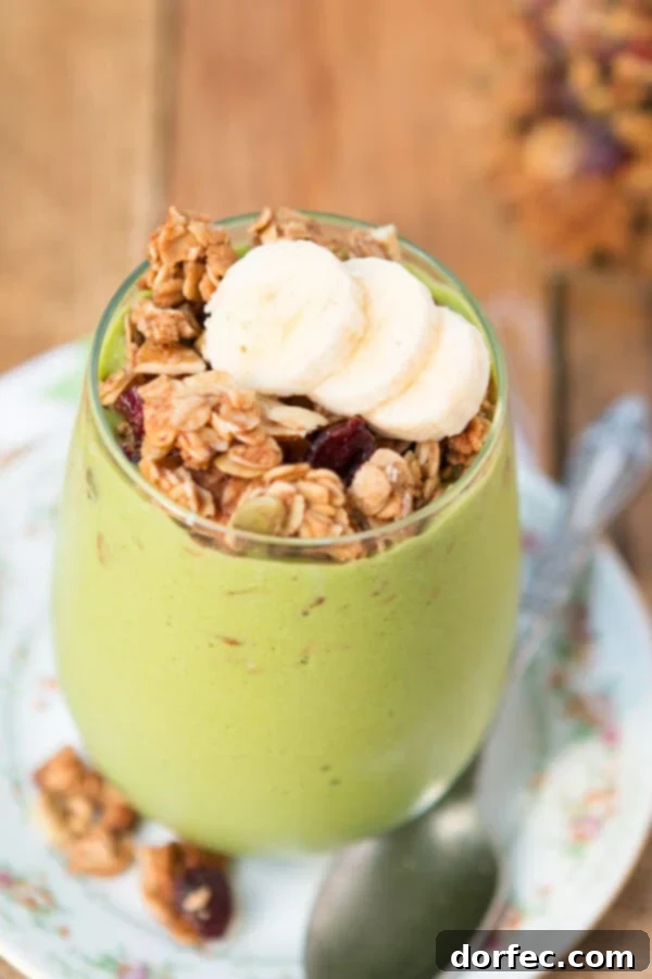Protein Green Smoothie Granola Parfait - A layered, nutritious, and satisfying breakfast or snack.