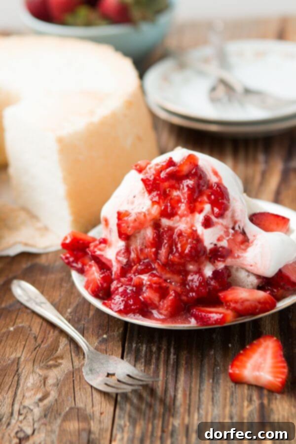 Angel food cake with strawberries, perfect for a light shortcake
