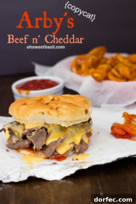 Arby's Beef n' Cheddar copycat recipe that's just like the original and easy to make! ohsweetbasil.com.jpg