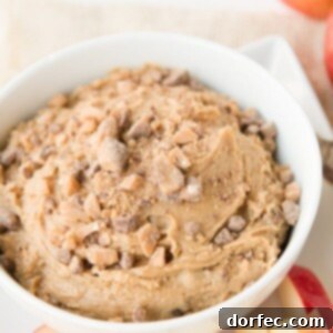 Go ahead and try to not eat the whole bowl, peanut butter toffee apple dip ohsweetbasil.com
