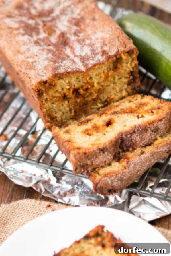 Soft and tender slices of Snickerdoodle Zucchini Bread, ready to be enjoyed