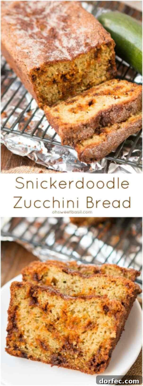 Beautifully sliced Snickerdoodle Zucchini Bread, ready to be served