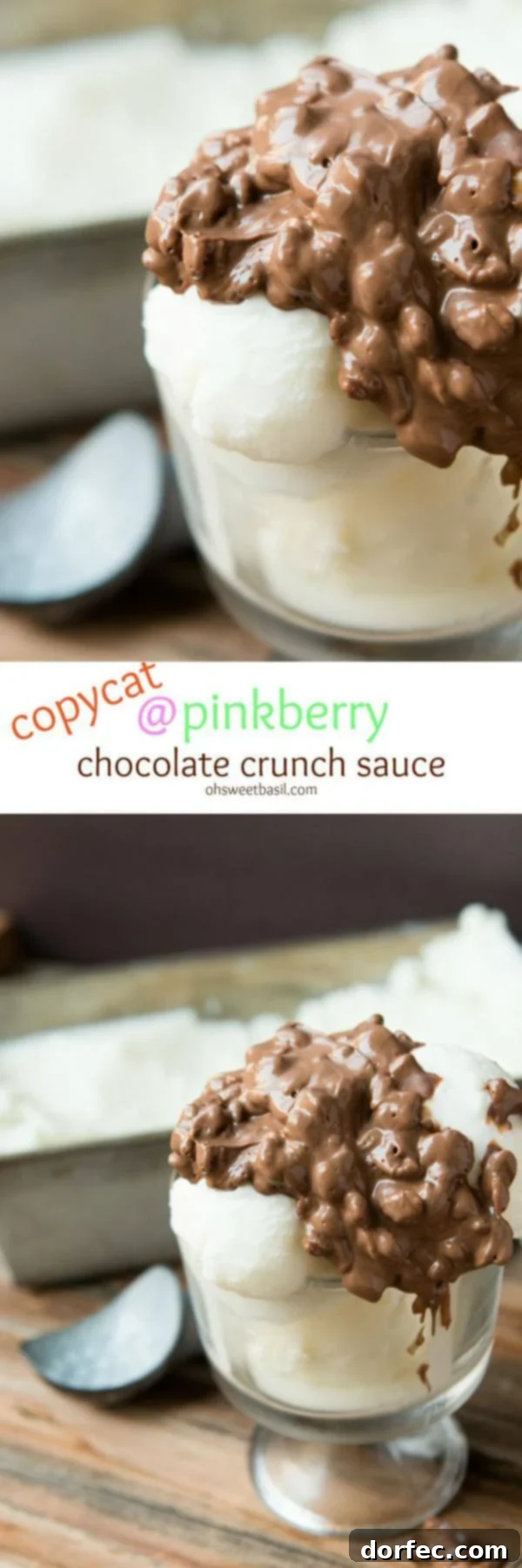 Close-up of Milk Chocolate Crunch Topping with a glossy finish