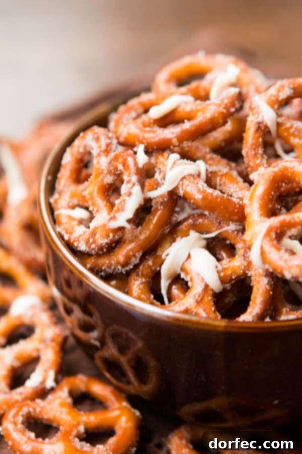 Crunchy pretzels coated in an addicting pumpkin pie spice blend.