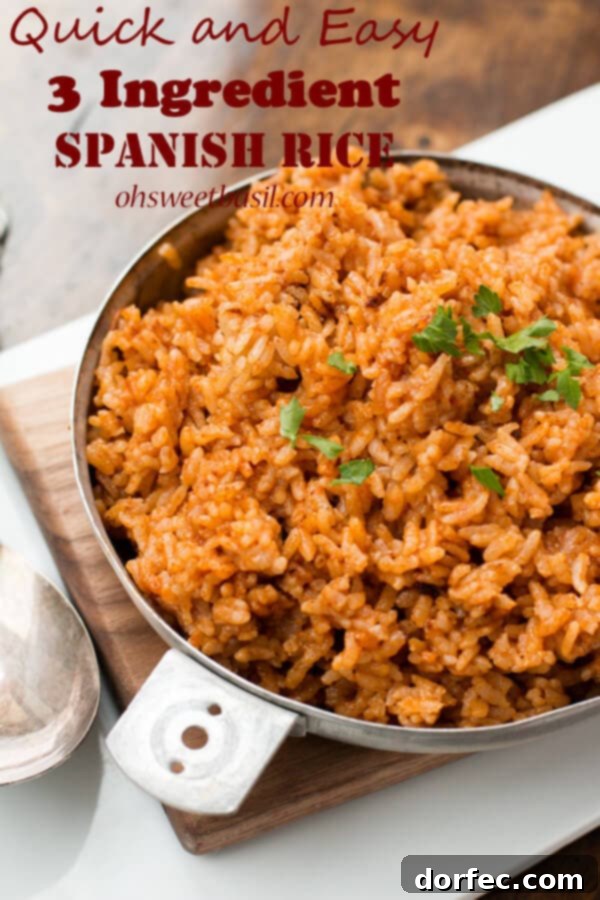 Quick and easy 3-ingredient Spanish rice, tastes just like your favorite Mexican restaurant!