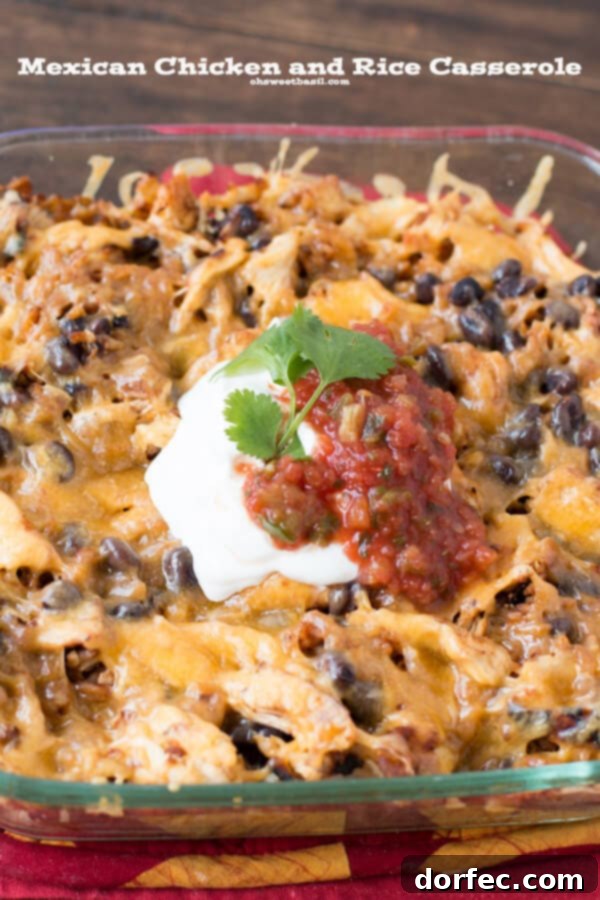 Mexican chicken and rice casserole on ohsweetbasil.com1