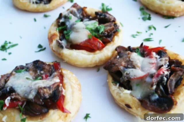 Quick Mini Veggie Pizzas 4 crimini tarts ohsweetbasil.com
