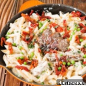 Easy Creamy Sausage Alfredo Pasta 2 Easy Sausage Alfredo Pasta ohsweetbasil.com