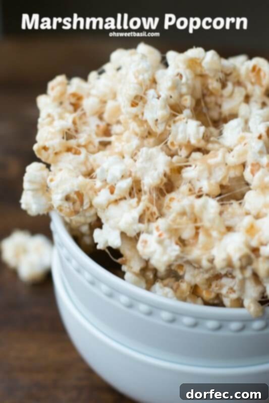 The BEST recipe we've found for marshmallow popcorn - light, sweet, and chewy!