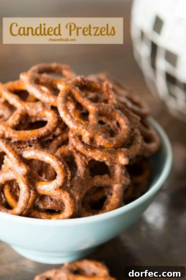 Delicious candied pretzels, a perfect sweet and salty homemade snack for any occasion.