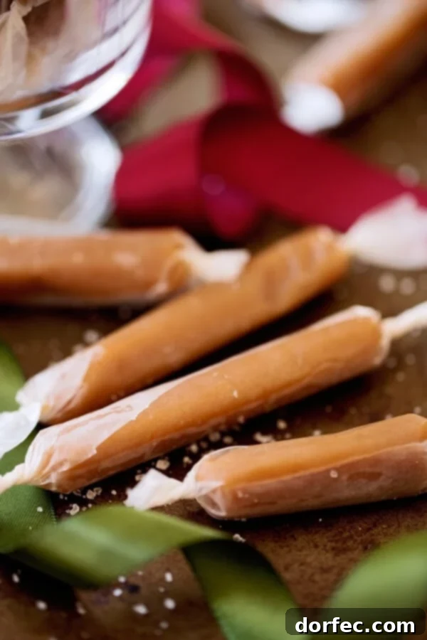 Quick & Easy Microwave Caramels Freshly made microwave caramels cooling in a square baking dish, generously sprinkled with sea salt for that perfect sweet and salty kick.