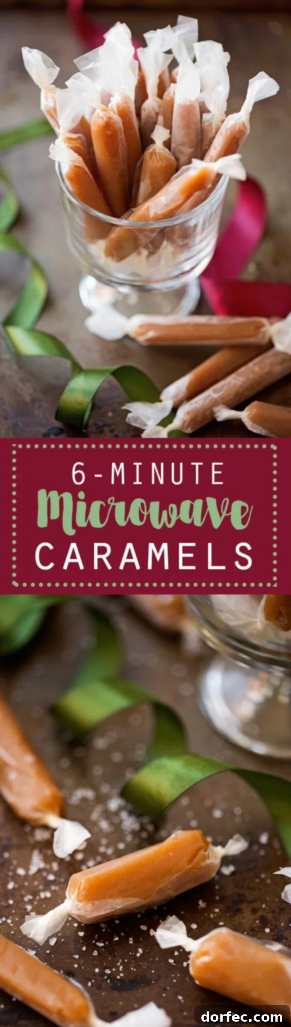 Instant Caramels: 6-Minute Microwave Magic 2 A small square of microwave caramel with text overlay '6 minute microwave caramels are my new favorite thing!'