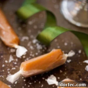 Instant Caramels: 6-Minute Microwave Magic 3 A beautifully styled shot of soft, chewy salted caramels made in the microwave, glistening with sea salt.