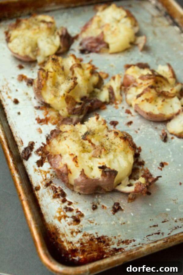 World famous Crash Potatoes with crispy smashed textures.
