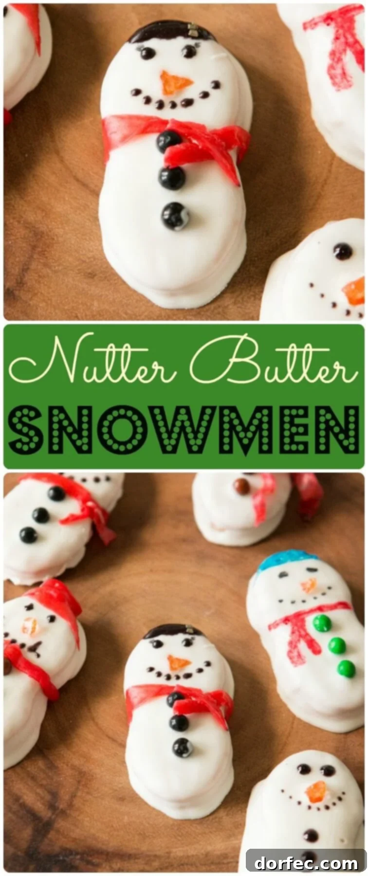 The kids loving making these nutter butter snowmen every year! ohsweetbasil.com