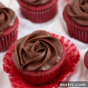 Delicious Chocolate Rose Red Velvet Cupcakes.