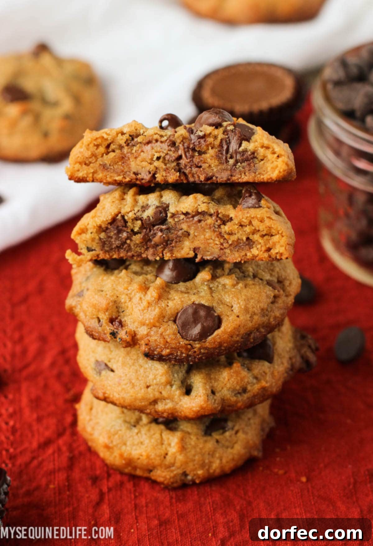 Loaded Chocolate Chip Reese's Peanut Butter Cookies - a perfect blend of chocolate and peanut butter in a chewy cookie.