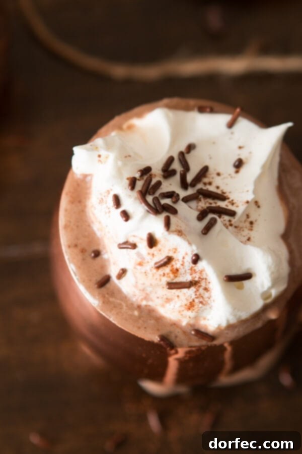 Hands down the creamiest dreamy homemade hot chocolate! No more taking a couple of sips and throwing the rest away, you'll gulp down every bit of this one! Hands down the creamiest dreamy homemade hot chocolate! No more taking a couple of sips and throwing the rest away, you'll gulp down every bit of this one!