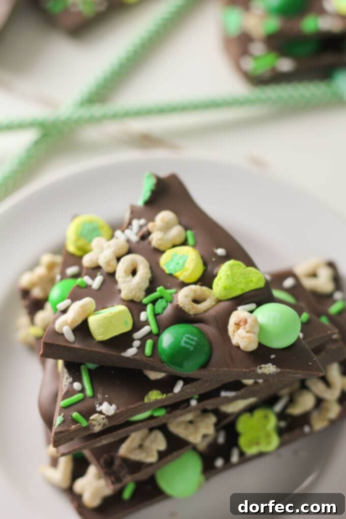 Mint Chocolate St. Patrick's Day Lucky Charm Bark