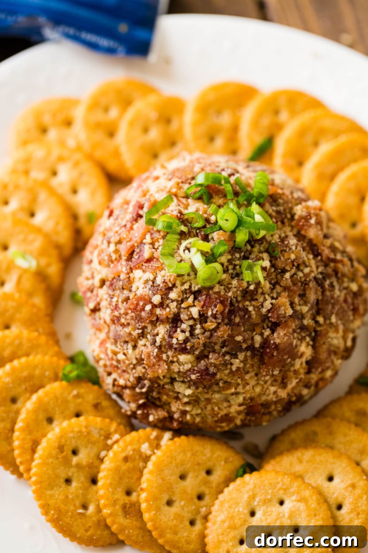 Delicious BBQ Bacon Cheese Ball appetizer ready for a party