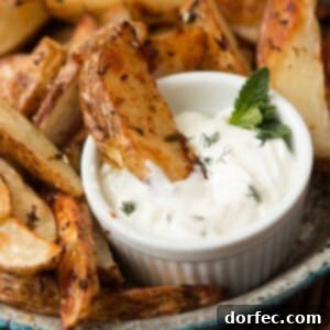 Greek Roasted Potatoes with Garlic Tzatziki Sauce ohsweetbasil.com
