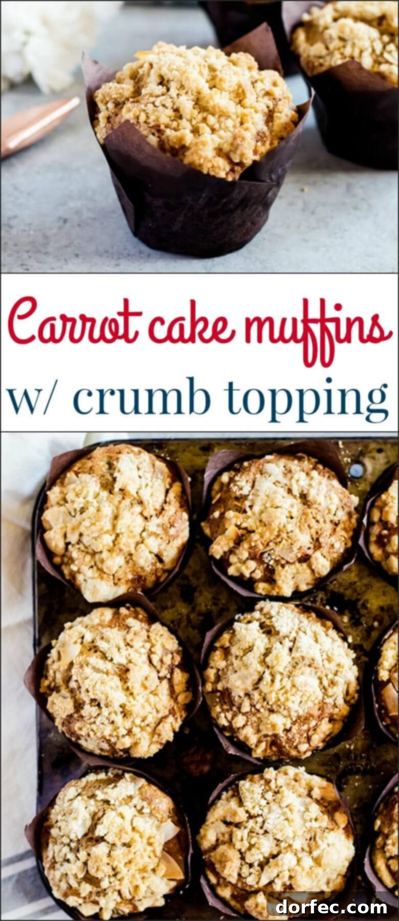 Spiced Carrot Muffins with Streusel 3 A stunning spread of freshly baked carrot cake muffins with a thick, golden crumb topping on a rustic wooden board.