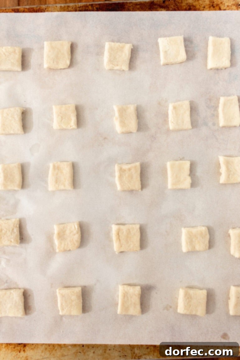 A photo of the steps for making chicken pot pie soup and the mini biscuits