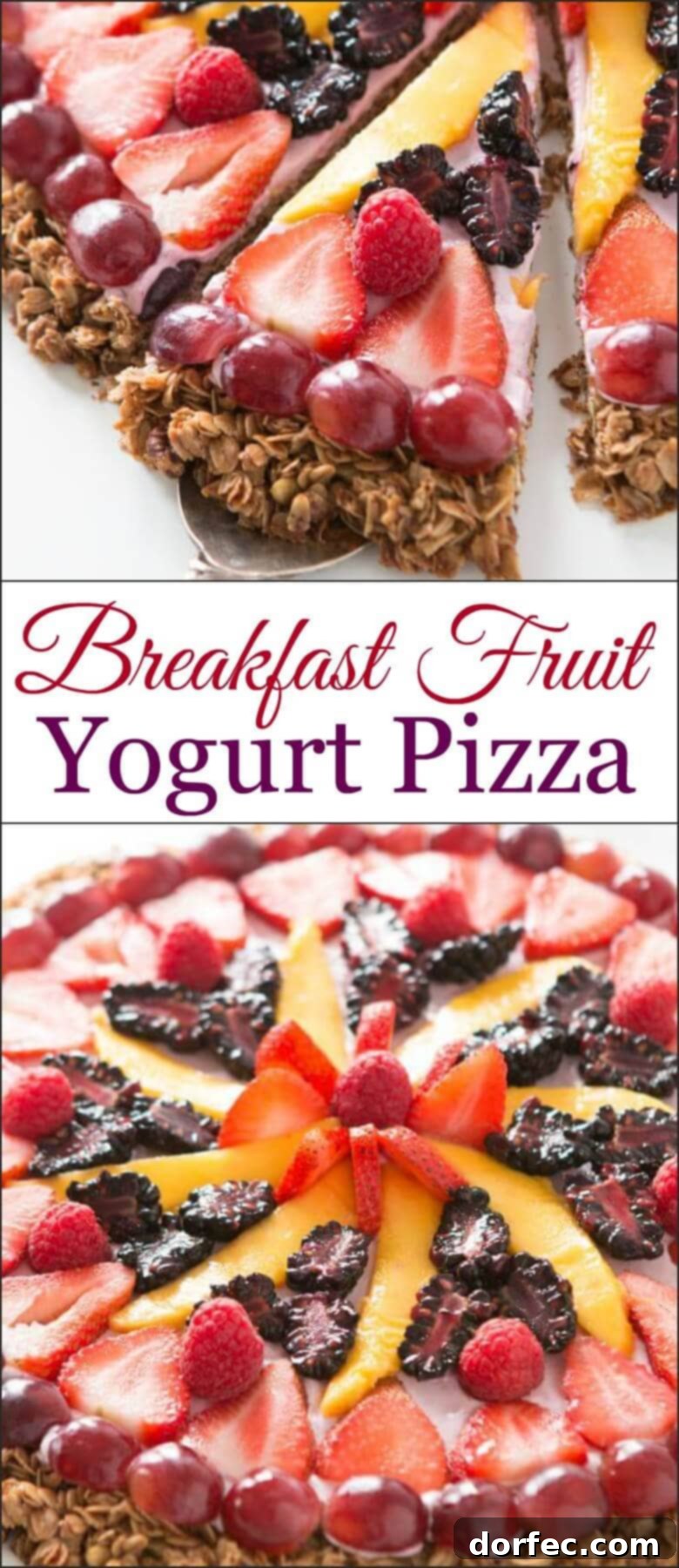 This breakfast fruit and yogurt pizza has become one of our all time favorite recipes. Easy, crunchy granola, creamy mixed berry "sauce" and fruit! dessert
