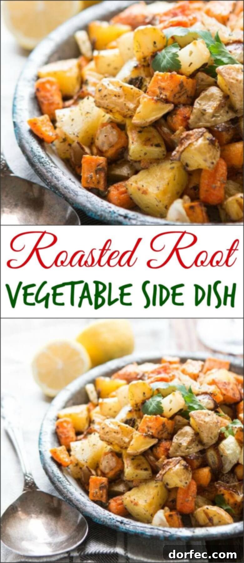 Golden Roasted Root Medley 2 One of our favorite side dishes can also be made into a simple main dish! Roasted root vegetable side dish with simple herbs! Whole 30, paleo, gluten-free, dairy-free