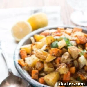 One of our favorite side dishes can also be made into a simple main dish! Roasted root vegetable side dish with simple herbs! Whole 30, paleo, gluten-free, dairy-free, vegetarian