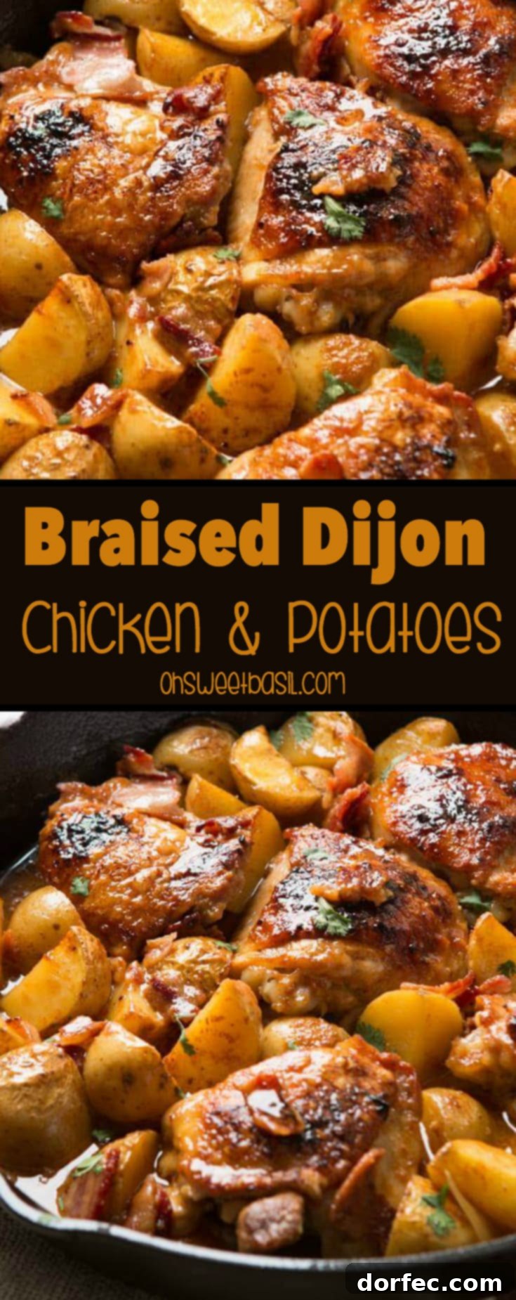 Hands down, our absolute most favorite recipe ever is this juicy, saucy dijon braised chicken thighs with potatoes that's a one-skillet wonder!