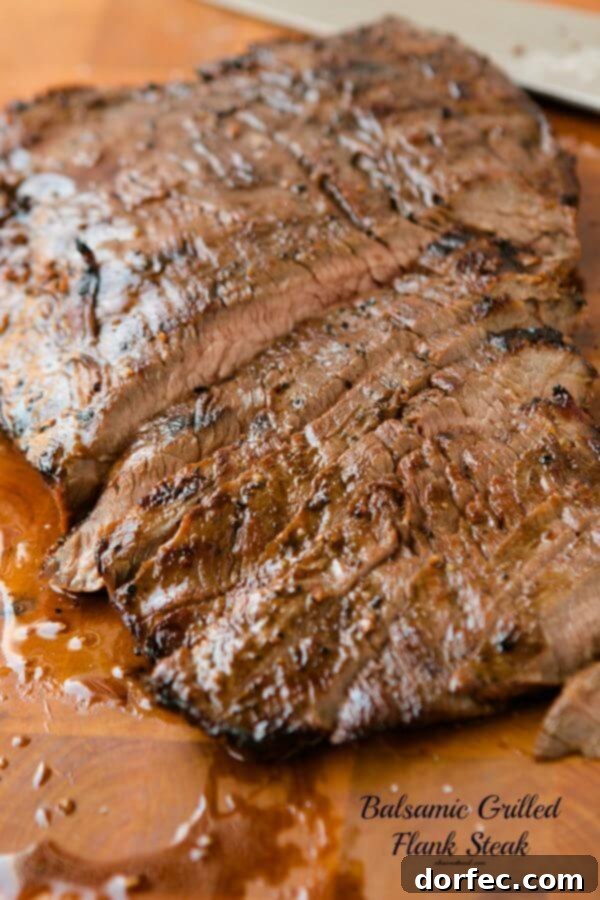 Marinated balsamic flank steak on the grill, incredibly delicious!