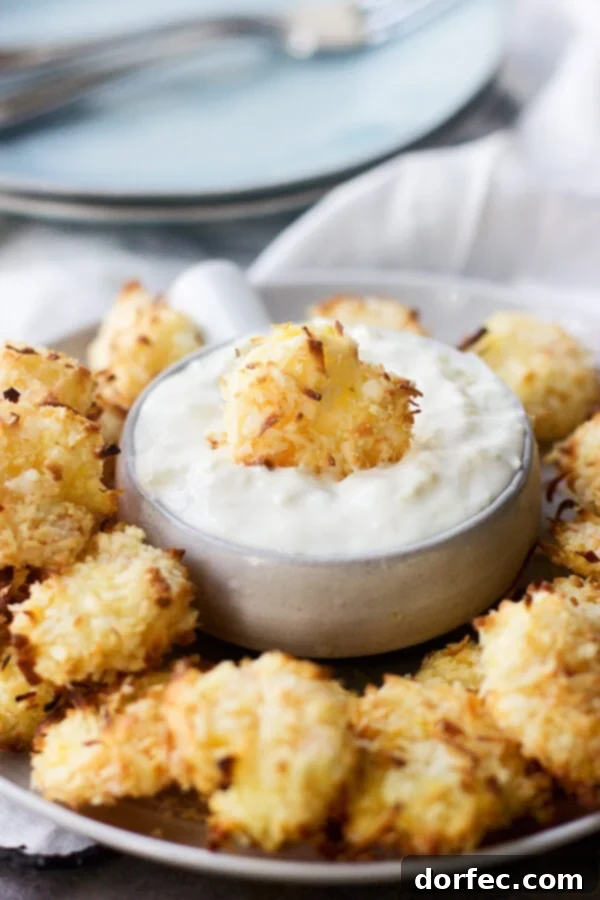 Baked Coconut Shrimp with Creamy Pineapple Coconut Dipping Sauce 4