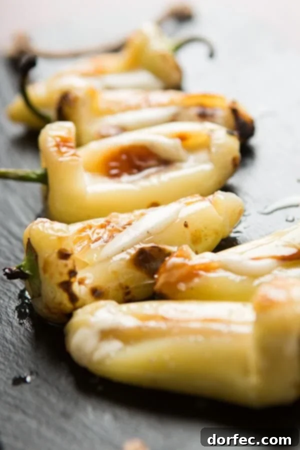 Grilled peppers with melted cheese, a savory and satisfying appetizer