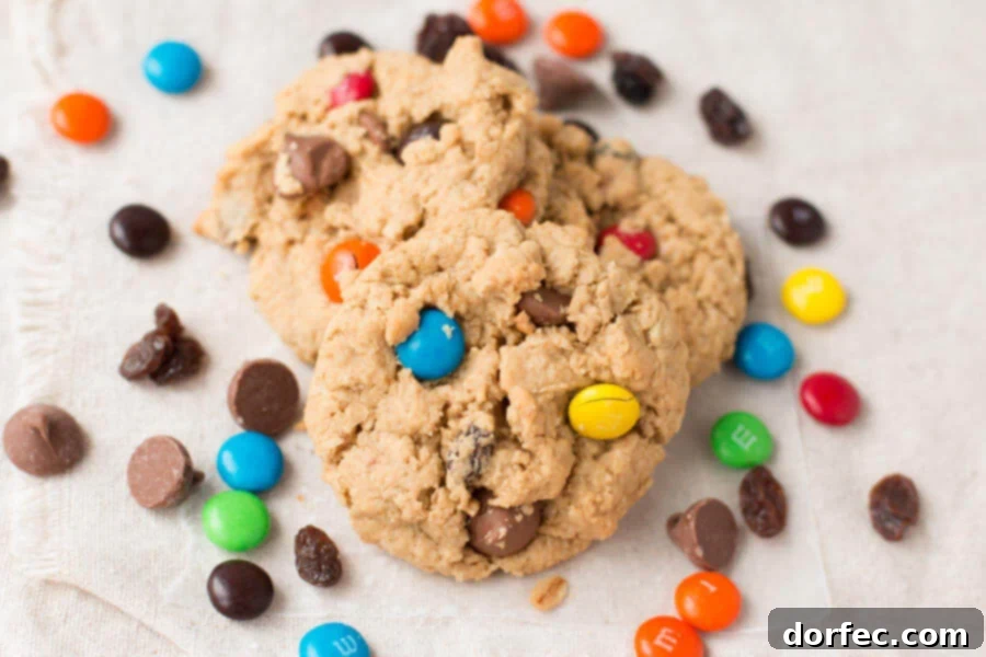 We can't stop making these cookies! Peanut butter with M&Ms and chocolate in monster cookies.