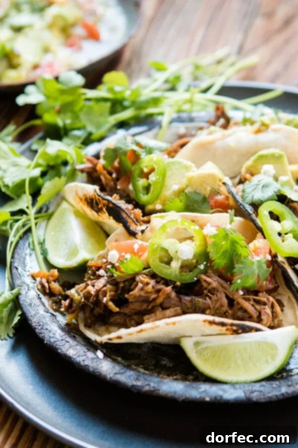 Tender, slow-braised beef tacos infused with smoky poblano pepper flavor, served in soft tortillas with fresh toppings.