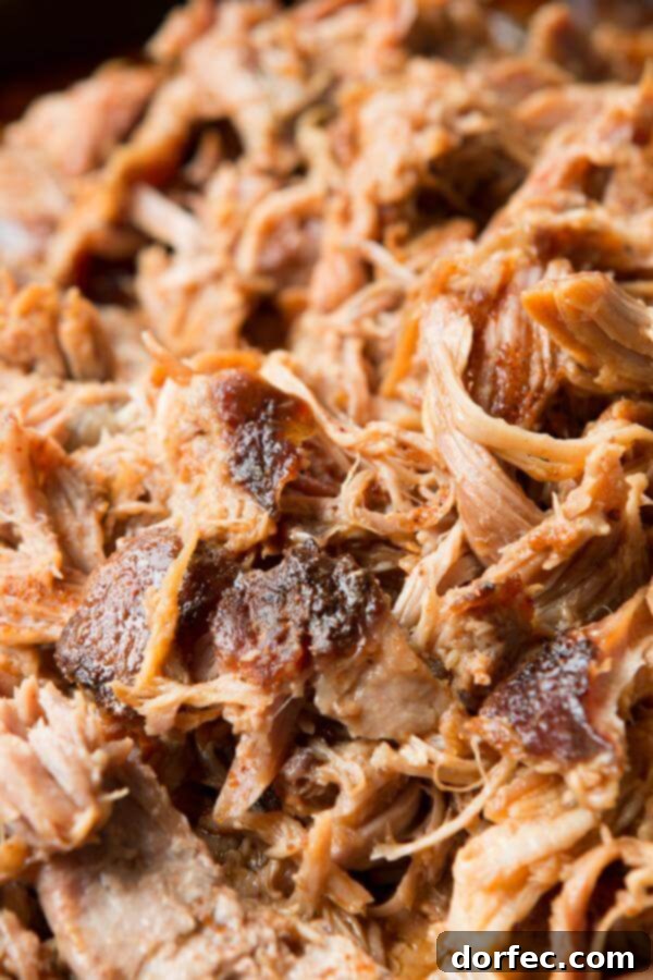 Succulent Carolina pulled pork, slow-cooked in the oven to achieve incredible tenderness and rich, smoky flavor.