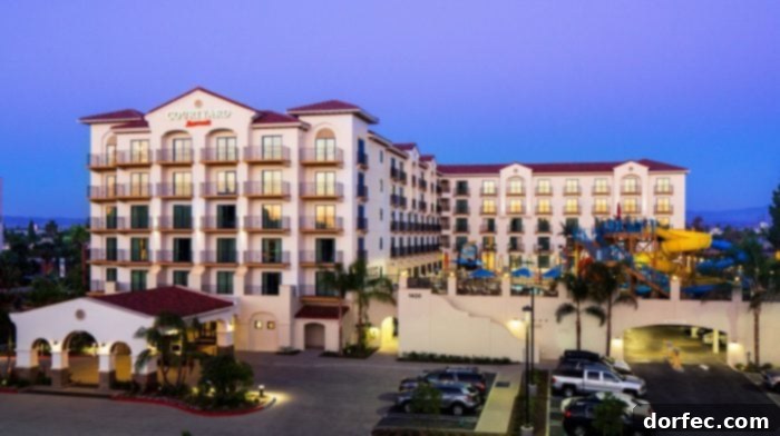 Courtyard Anaheim Theme Park Entrance exterior view, a top family hotel near Disneyland