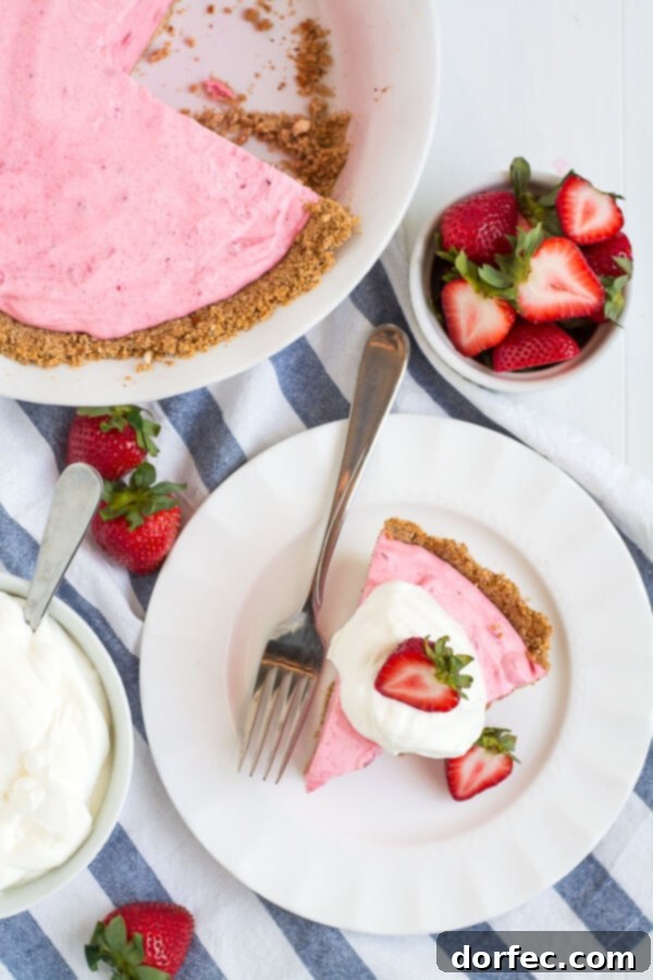 Delicious Strawberry Icebox Pie, ready to be enjoyed as a refreshing summer dessert.