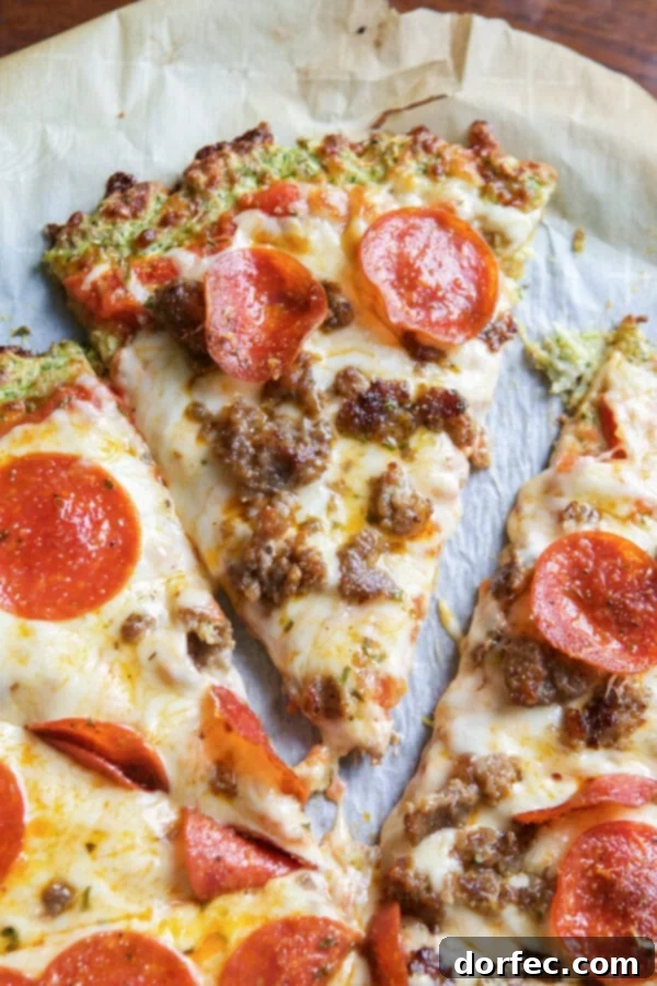 Our family's favorite zucchini pizza crust recipe, a healthier and delicious alternative to traditional pizza, from ohsweetbasil.com