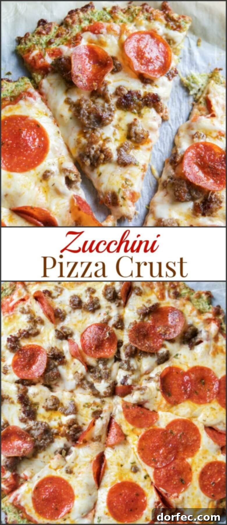 A delicious and healthy zucchini pizza crust, topped with fresh ingredients, ready to be served