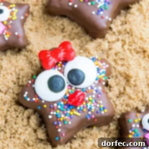 Cute no-bake chocolate starfish snacks for kids, perfect for a fun activity.